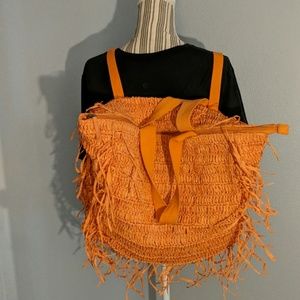 Free people large woven beach tote / backpack